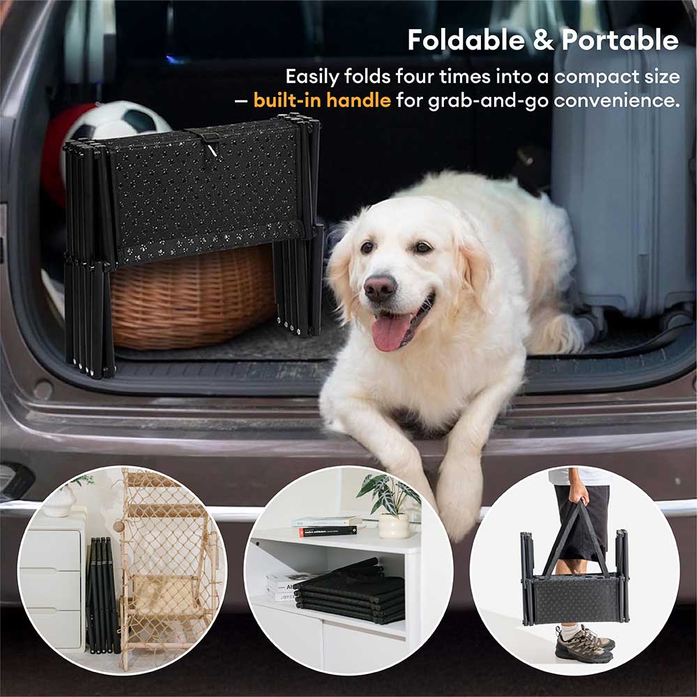 Viaje Portable Plegado de 4 pasos Cuerdad de coche para perros sin deslizamiento
