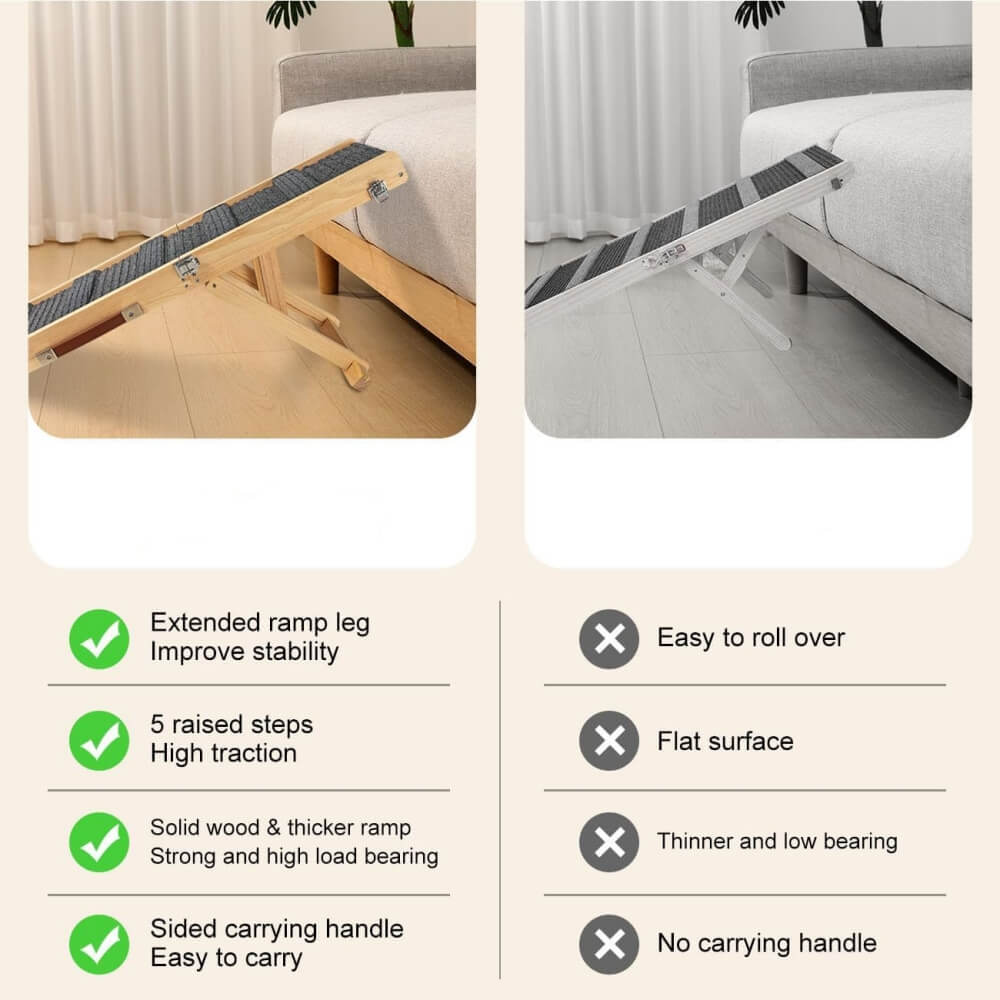 Wooden Dog Ramp 4 Levels Height Adjustable Foldable Dog Stairs