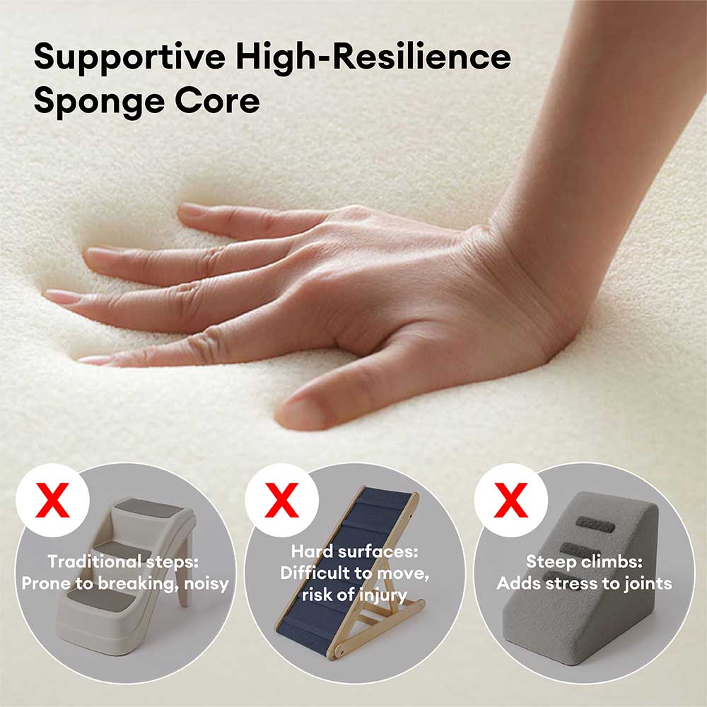 Plush Plaid High-Density Sponge Removable Pet Ramp Stairs - ComfyClimb