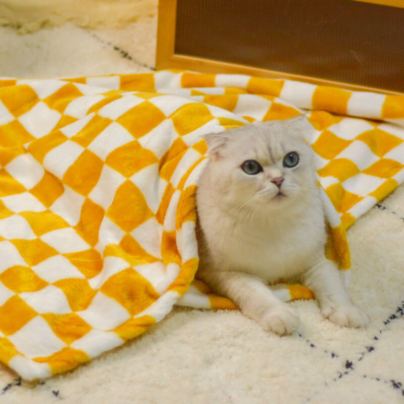 Manta de franela a cuadros con elegante manta de perro y gato