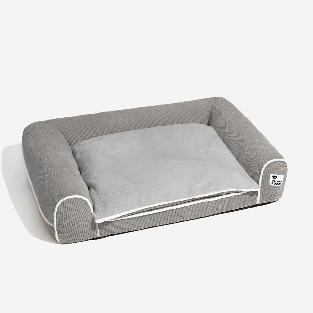 Canapé-lit orthopédique double couche pour chien en flanelle de luxe