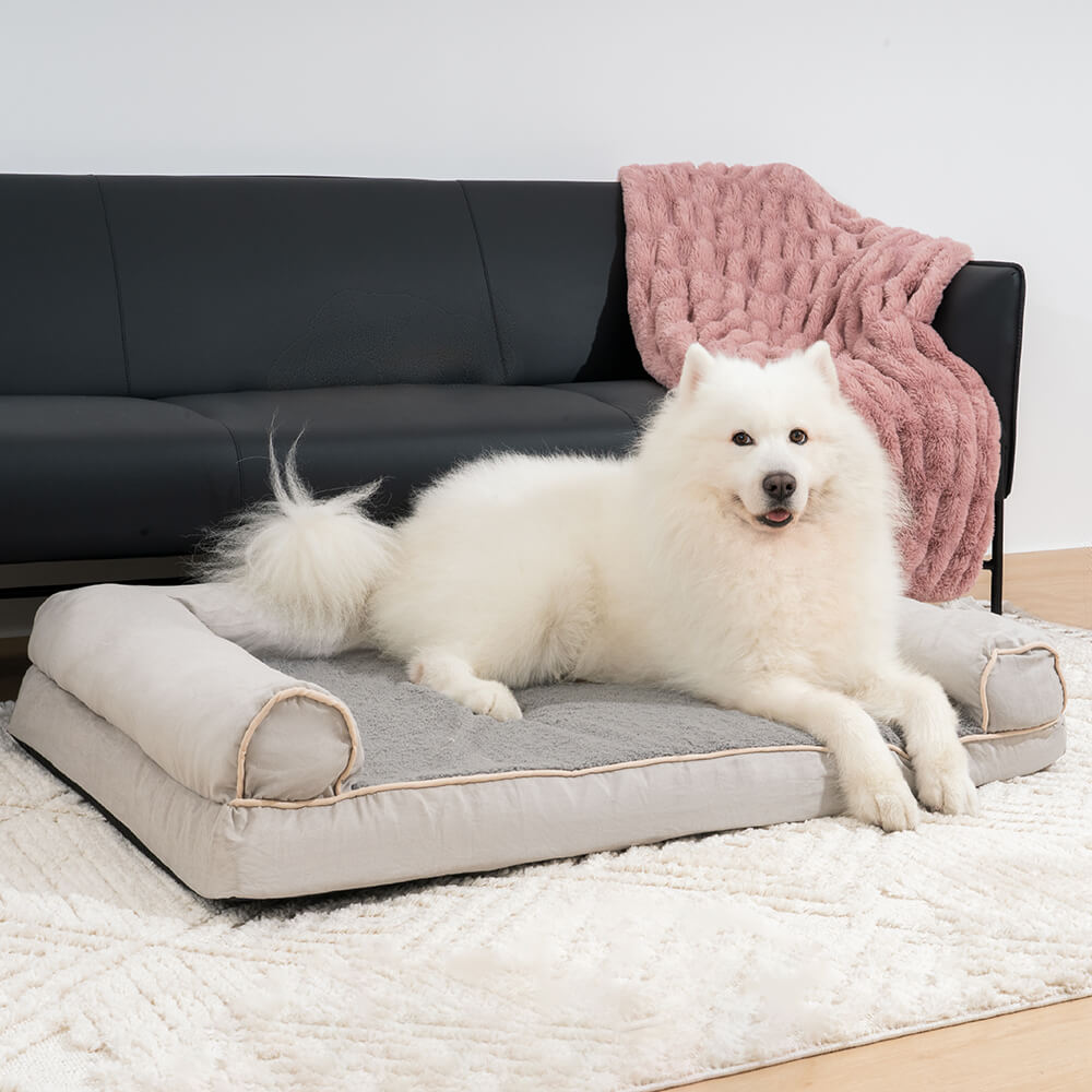 Faux Fleece & Suede Full Support Orthopedic Dog Bed - FUNNYFUZZY