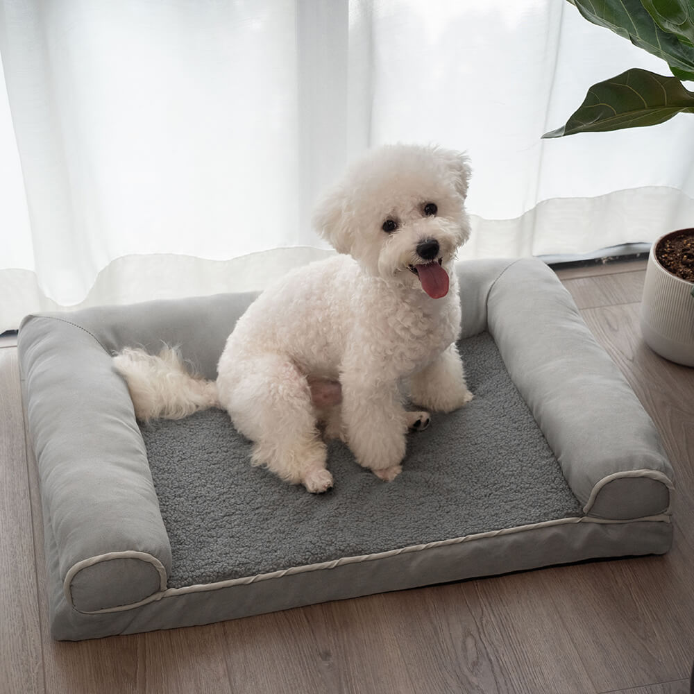 Faux Fleece & Suede Full Support Orthopedic Dog Bed - FUNNYFUZZY