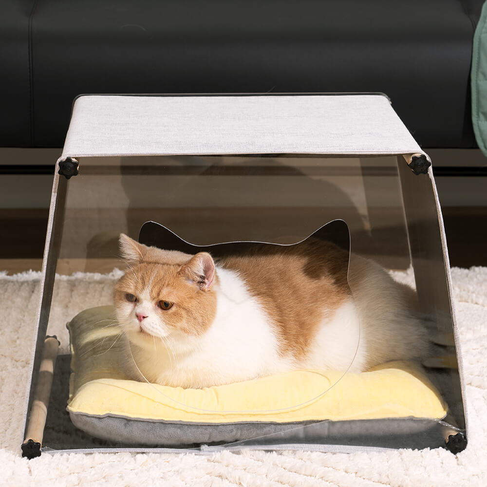 Acrylic Indoor Simple Solid Wood Structure Cat House - FUNNYFUZZY