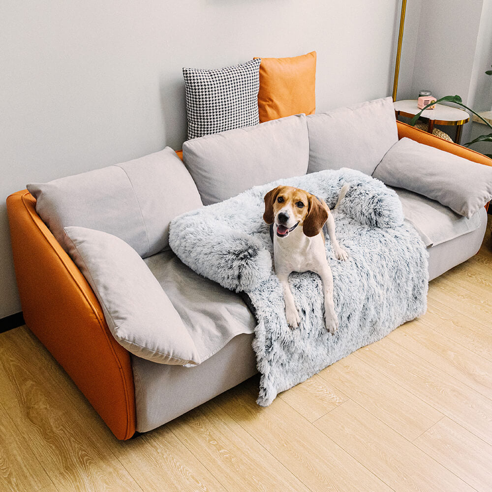 Calming Furniture Protector Dog Bed - Fuzzy Backrest - FUNNYFUZZY