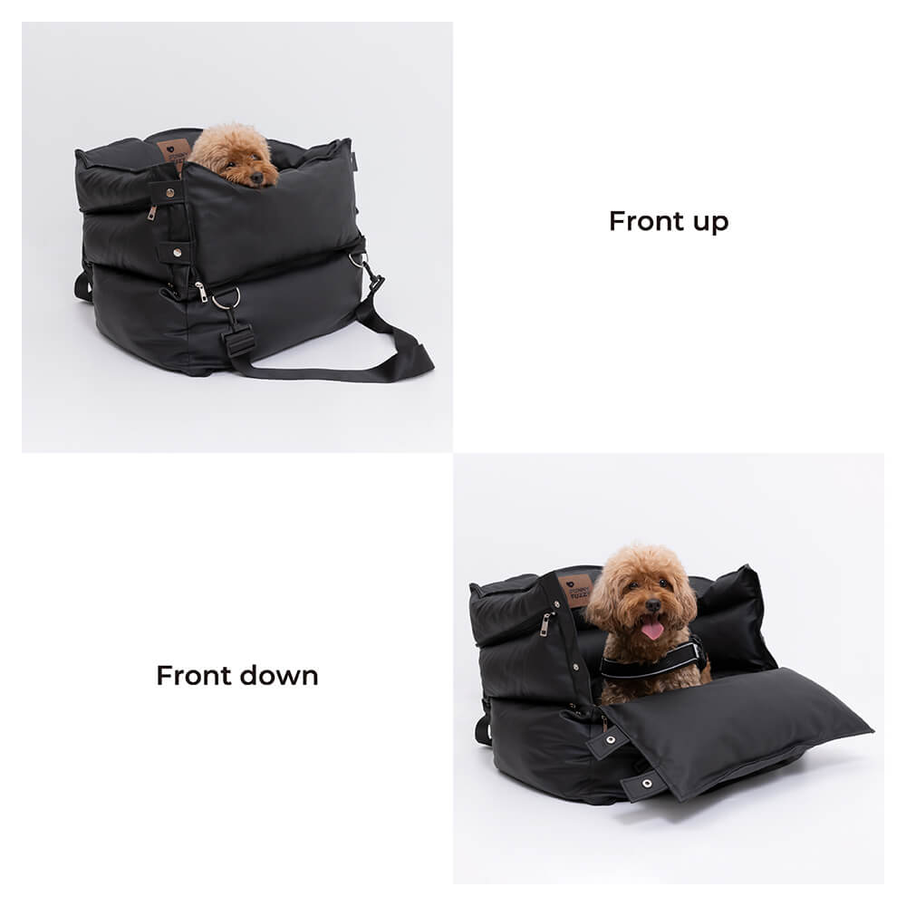 Full Leather Dog Pet Car Seat Bed - Fort - FUNNYFUZZY
