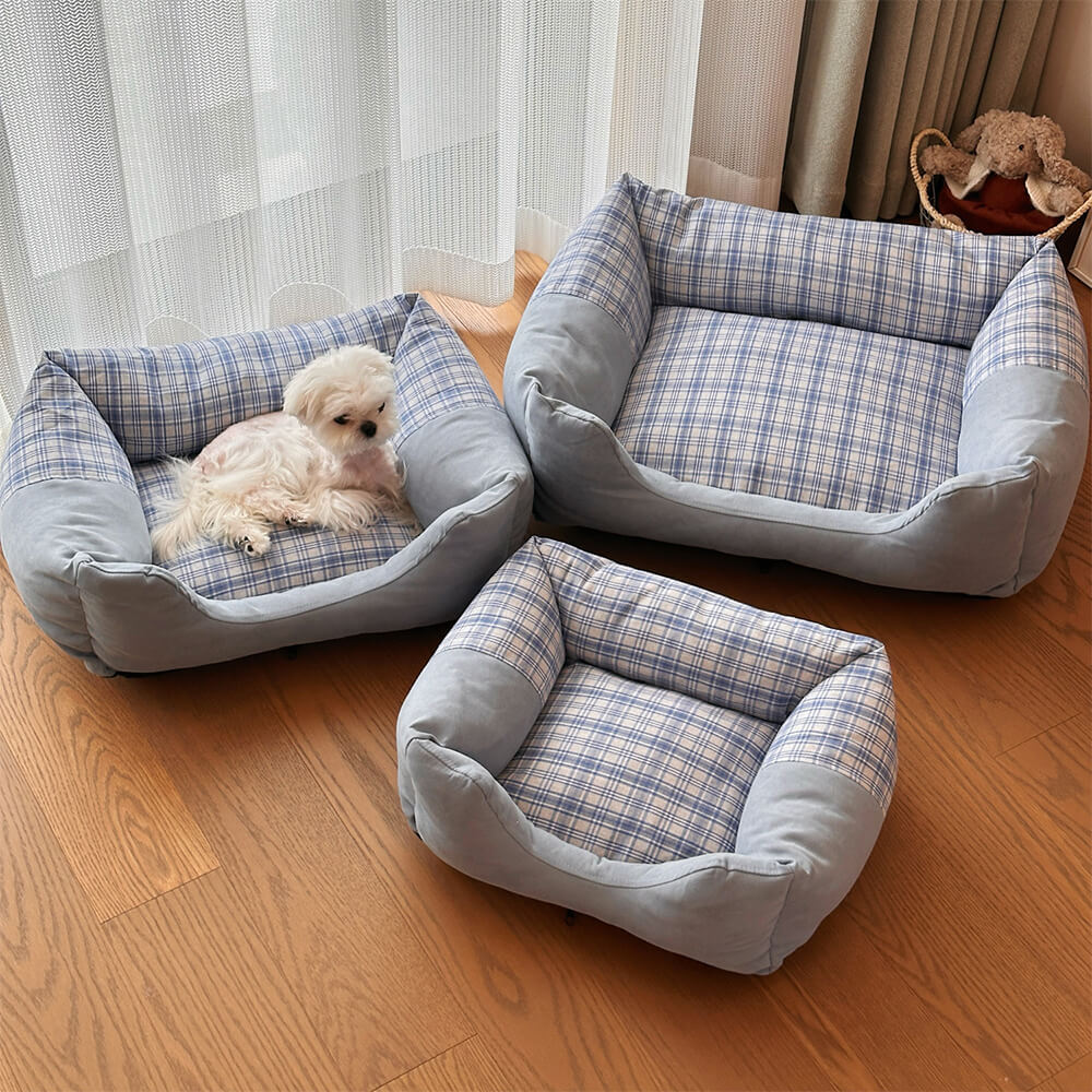 Gingham Leisure Removable Thickened Bolster Dog & Cat Bed