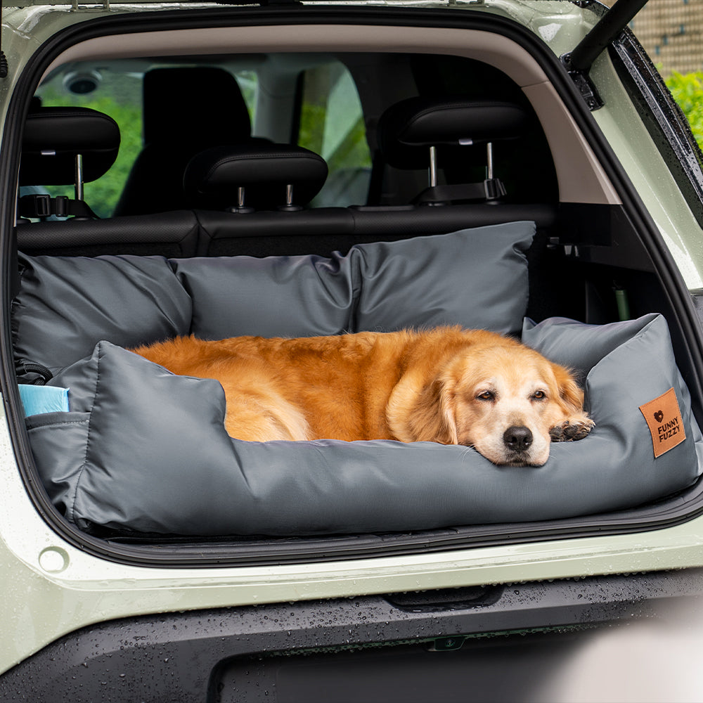 Travel Bolster Safety Medium Large Dog Car Back Seat Bed - FUNNYFUZZY