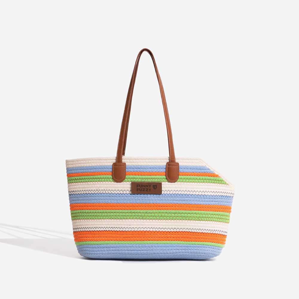 Bolsa de playa de algodón ligero de algodón liviano hecho a mano- Vacaciones de verano