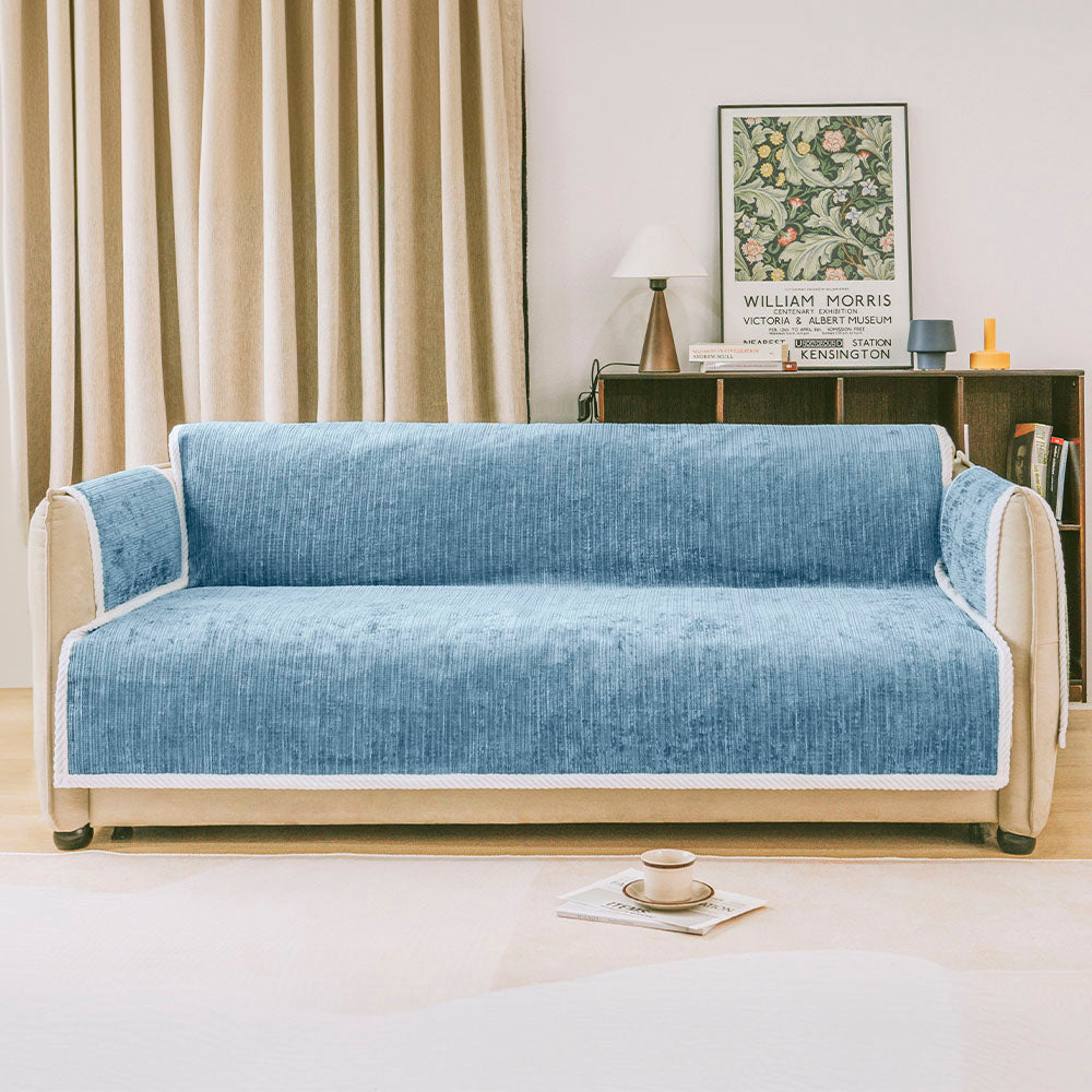 Protector de muebles de alfombra de mascotas a rayas a rayas de toda la temporada con cubierta del sofá del reposabrazos: manténgase quieto