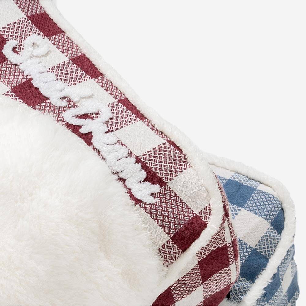 Bed de perro calmante de rectángulo de cabeza de cheque de cheques grandes - ola de ensueño