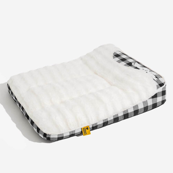 Bed de perro calmante de rectángulo de cabeza de cheque de cheques grandes - ola de ensueño