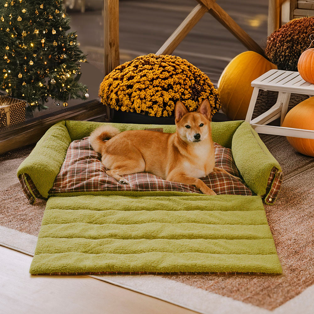 Grands lits pour chiens à couverture pliante en tartan vintage lavable - Avocuddle