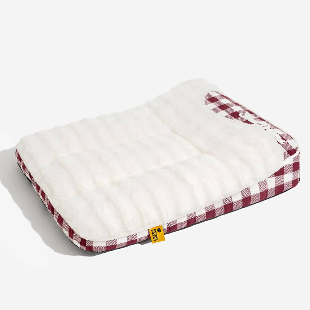 Bed de perro calmante de rectángulo de cabeza de cheque de cheques grandes - ola de ensueño