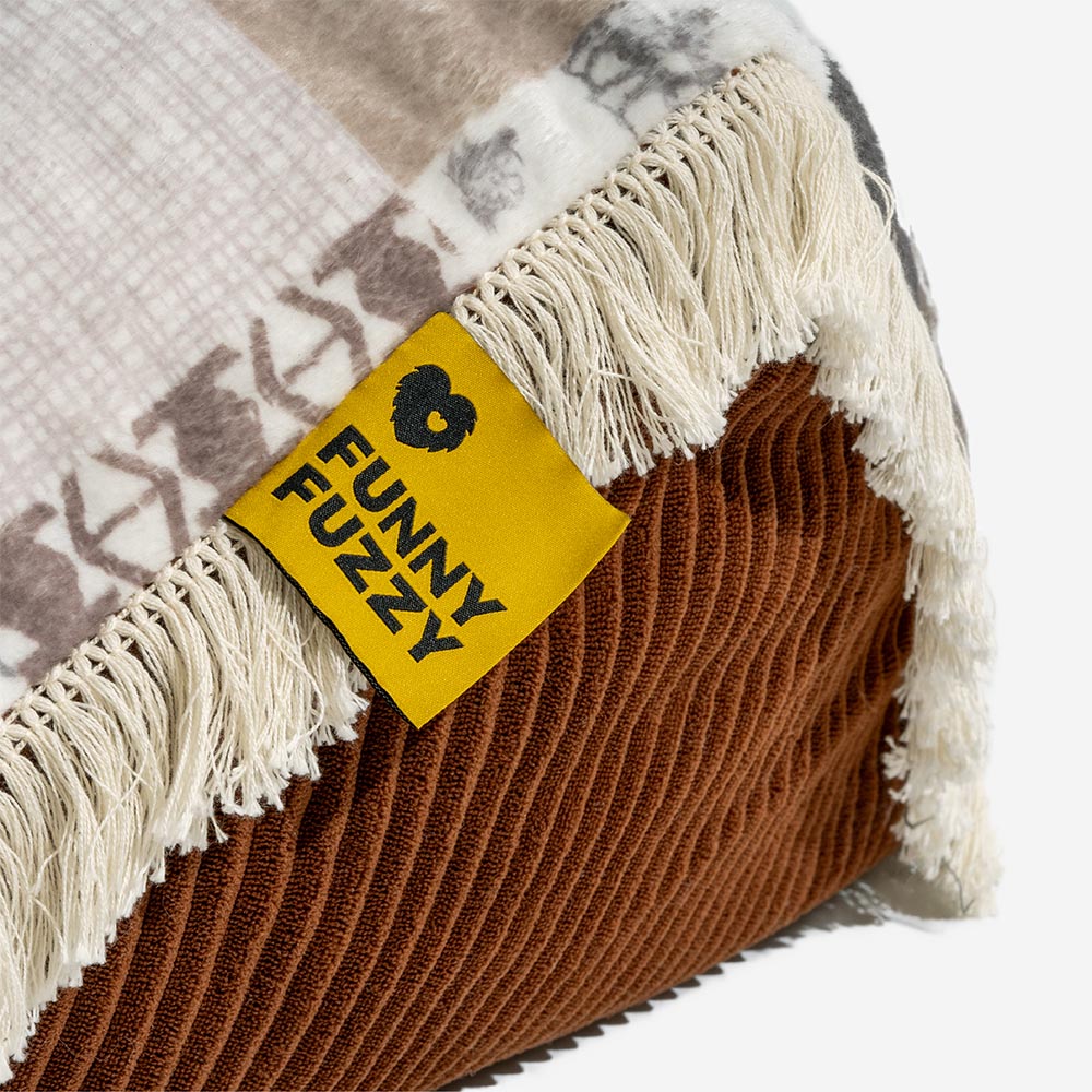 Lit pour chien rond apaisant anti-rayures lavable à pampilles Boho - Hunter Night