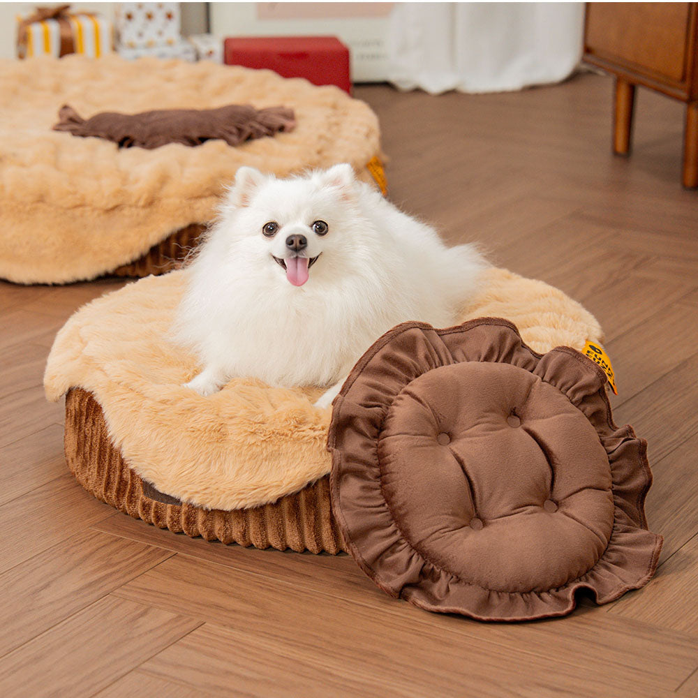 Fluffy Cake-Shaped Detachable Plush Orthopedic Pet Bed – DreamBake