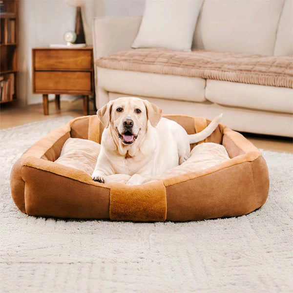 Vintage Large Cozy Calming Sofa Dog Bed