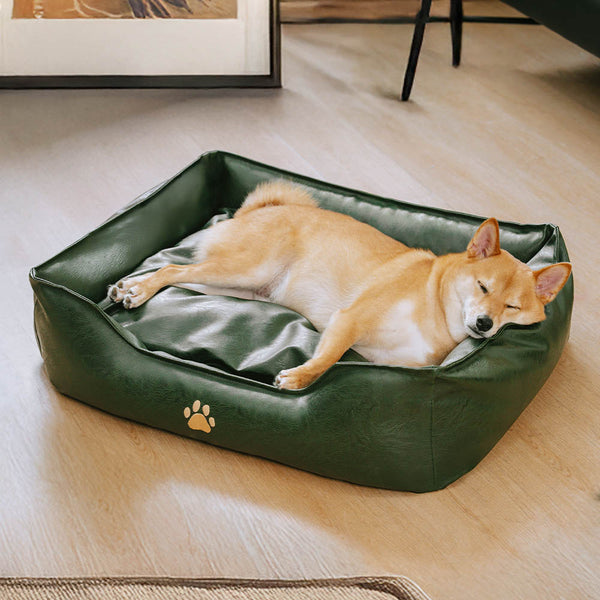 Luxury Faux Leather Waterproof Removable Dog Sofa Bed