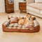 Vintage Plaid Plush Orthopedic Dog Sofa Bed with Pillows - CozyLuxe