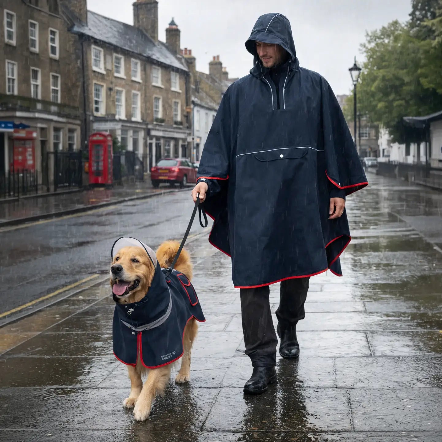 Imperméable réfléchissant réglable avec poche pour chien, imperméable assorti pour rester au sec