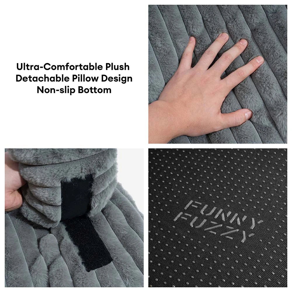 Plush Fluffy Thick Comfort Calming Dog Bed with Pillow