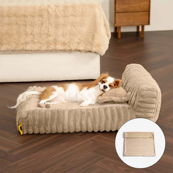 Mini Plush Home-Style Backrest Orthopedic Bed for Small Dogs - TinyNest