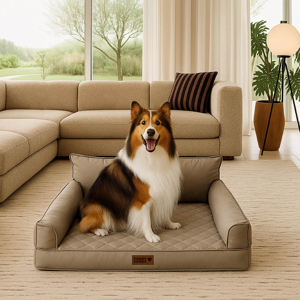 Luxe Faux Faux Leatht ortopedic ortopedic Bed de perros grande - Corelounge