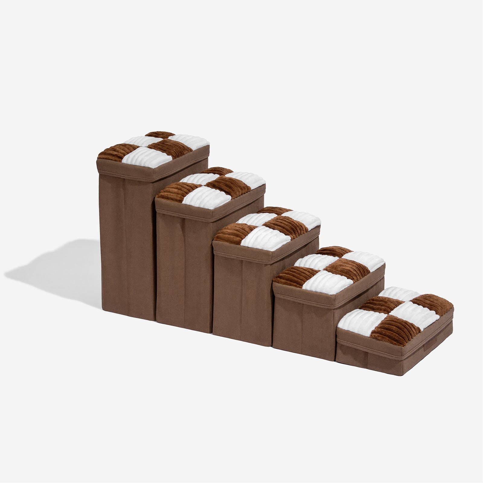 Detachable Chessboard Plaid Handcrafted Dog Stairs with Storage - Foldable Steps