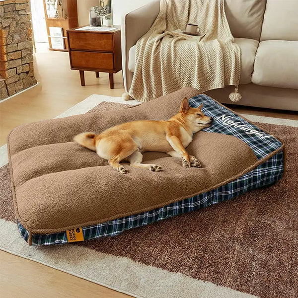 Extra Large Washable Teddy Fluffy Rectangle Dog Bed - Night-night