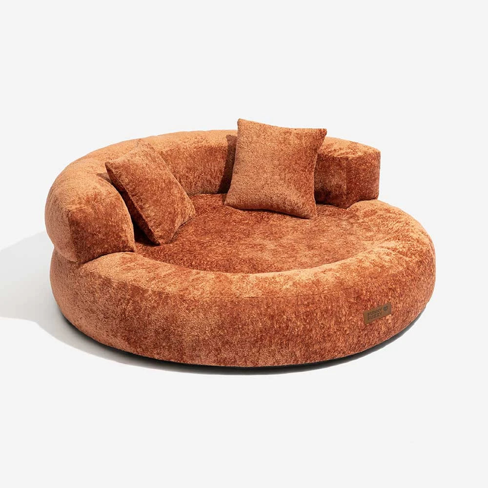 Luxe Diamond Velvet Removable Orthopedic Donut Dog Bed With Pillow - DreamNest