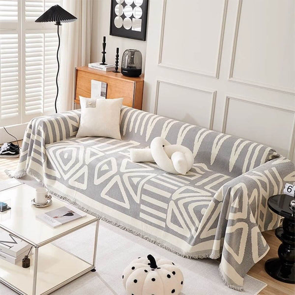 Five-Color Geometric Sofa Cover - Bold Patterns for a Modern Look