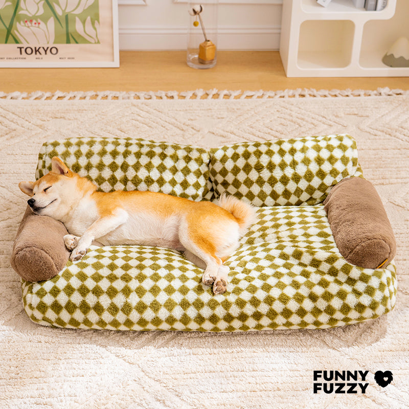 Vintage Leisure Diamond Dog & Cat Sofa Bed - FUNNYFUZZY