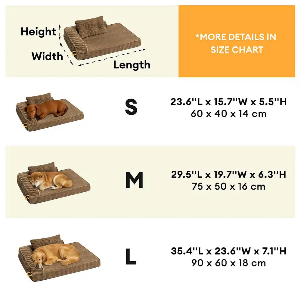 Corduroy Anti-Scratch Removable Orthopedic Dog Bed with Pillow - ComfySofa