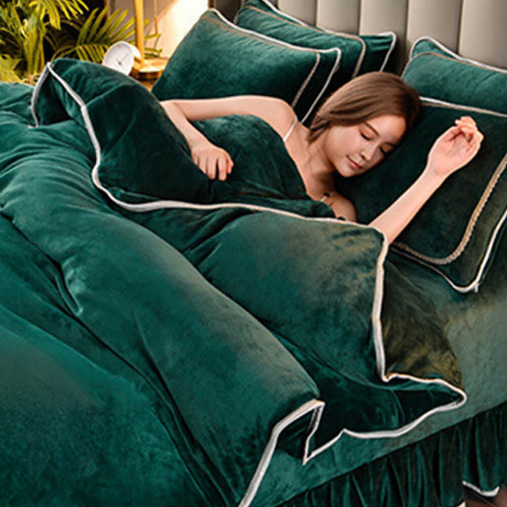 Lujo extra grueso cálido sólido <tc>Color</tc> Juego de sábanas de vellón de leche