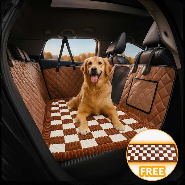 Premium Faux Leather Water-repellent Hammock Dog Car Seat Cover With Mat