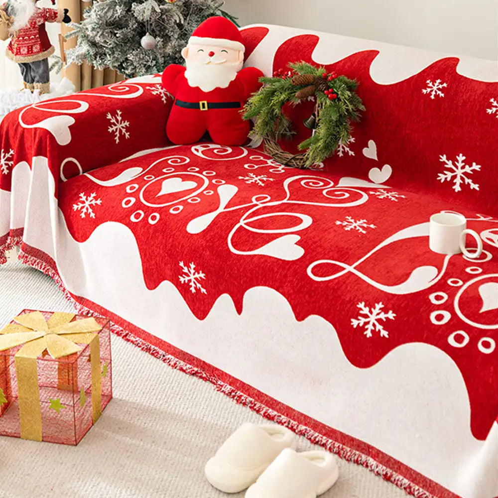 Christmas Decoration Chenille Wear-Resistant Sofa Blanket Couch Cover