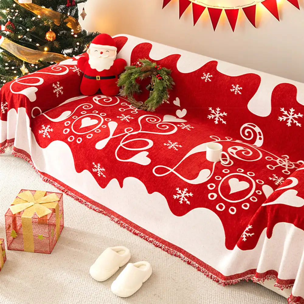 Christmas Decoration Chenille Wear-Resistant Sofa Blanket Couch Cover
