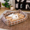 Classical Retro Plaid Removable Bolster Calming Dog Bed - Nostalgic Retreat