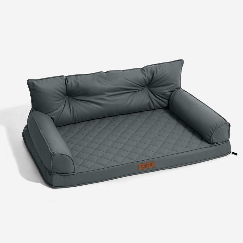 Luxe Faux Faux Leatht ortopedic ortopedic Bed de perros grande - Corelounge