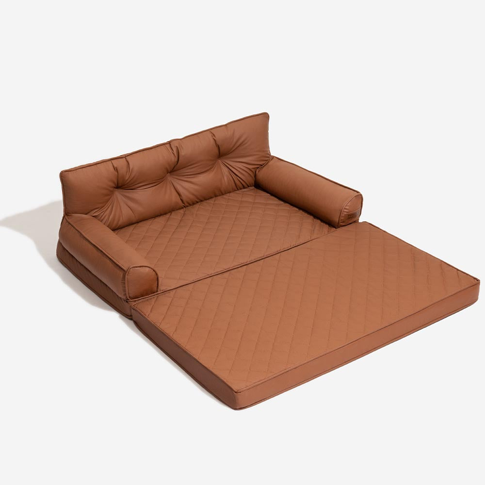 Luxe Faux Faux Leatht ortopedic ortopedic Bed de perros grande - Corelounge