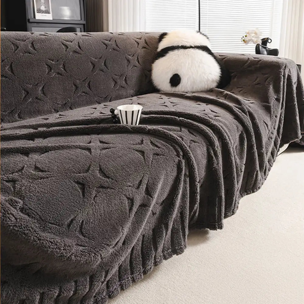 Cream Textured Jacquard Design Sofa Decorative Throw Couch Cover