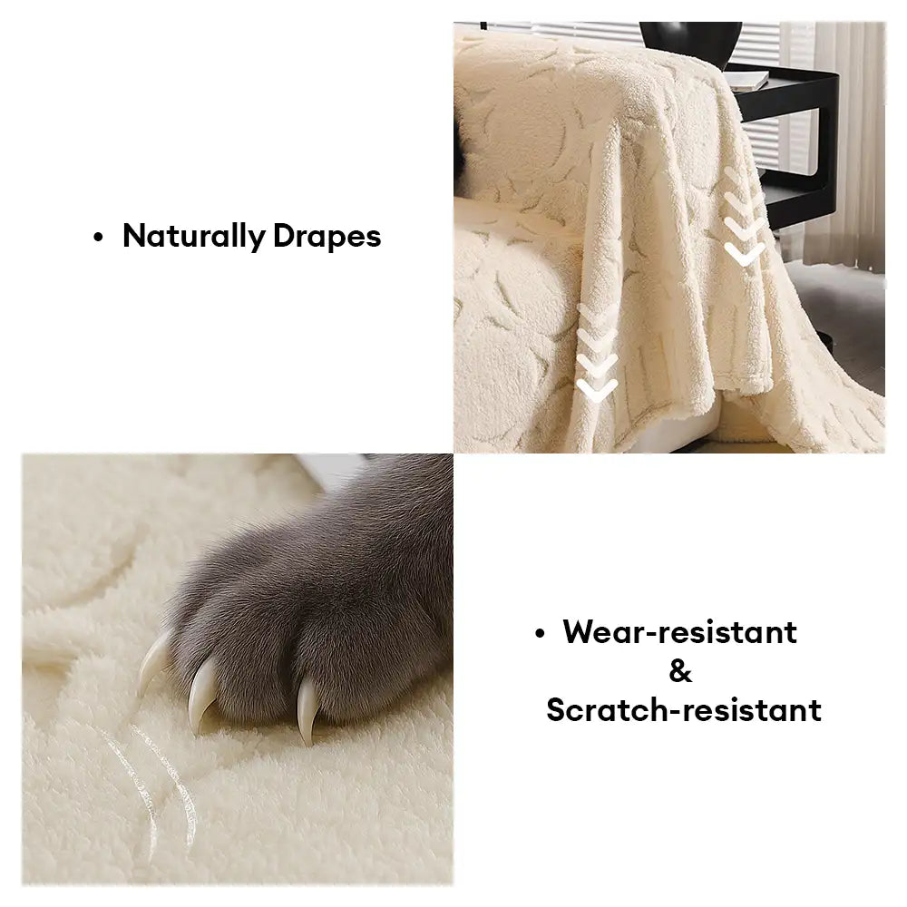 Cream Textured Jacquard Design Sofa Decorative Throw Couch Cover