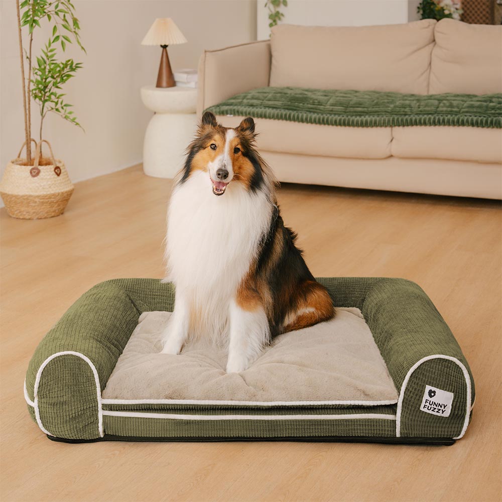 Canapé-lit orthopédique double couche pour chien en flanelle de luxe