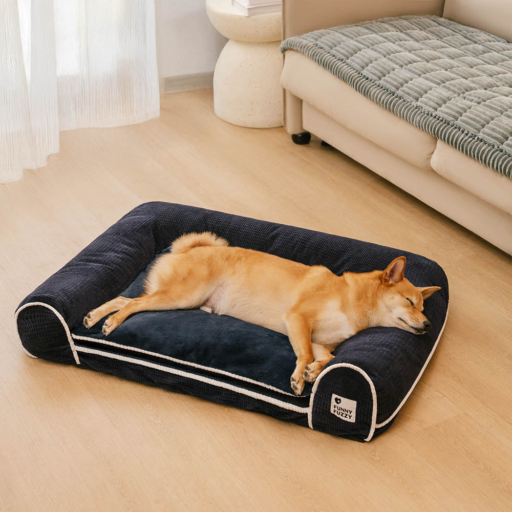 Canapé-lit orthopédique double couche pour chien en flanelle de luxe