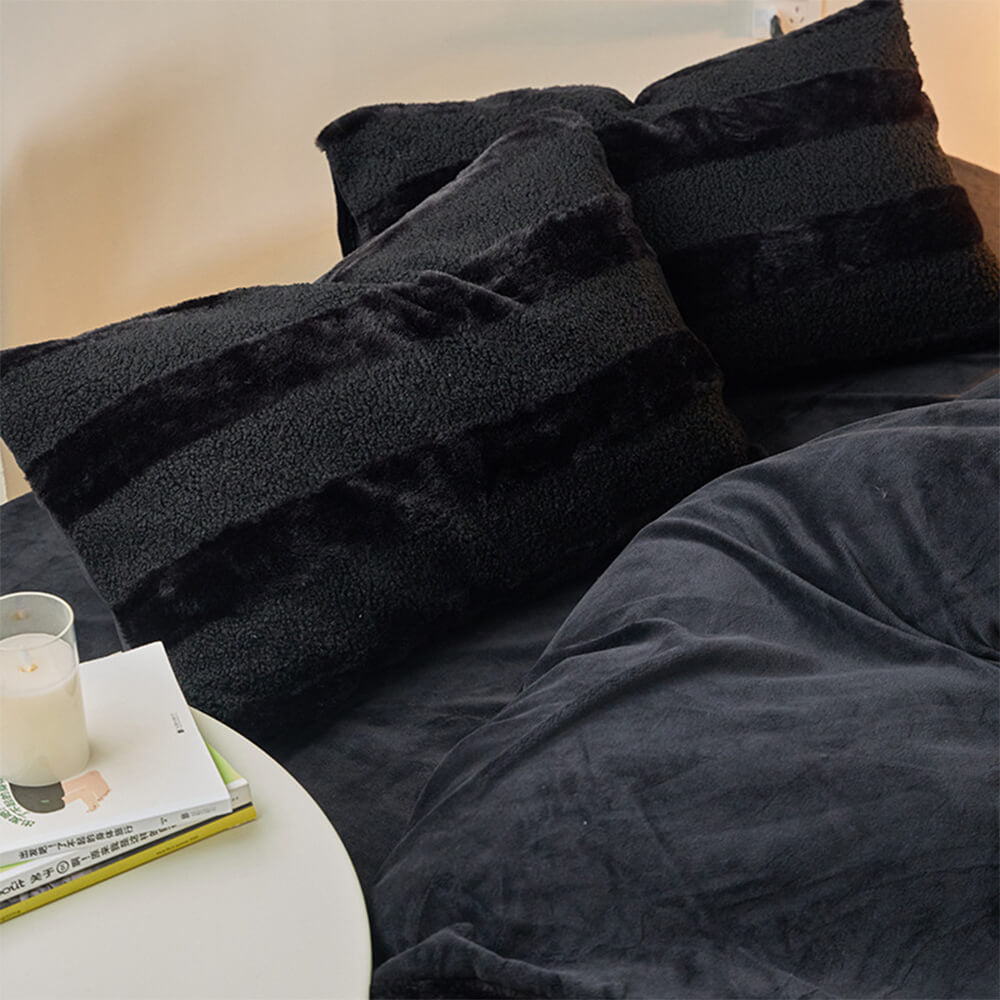 Juego de sábanas a rayas acogedoras de doble cara