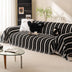 Decorative Stripe Tassel Chenille Throw Couch Cover
