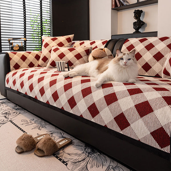 Diamond Chenille Scratch-resistant Sofa Protection Non-slip Couch Cover