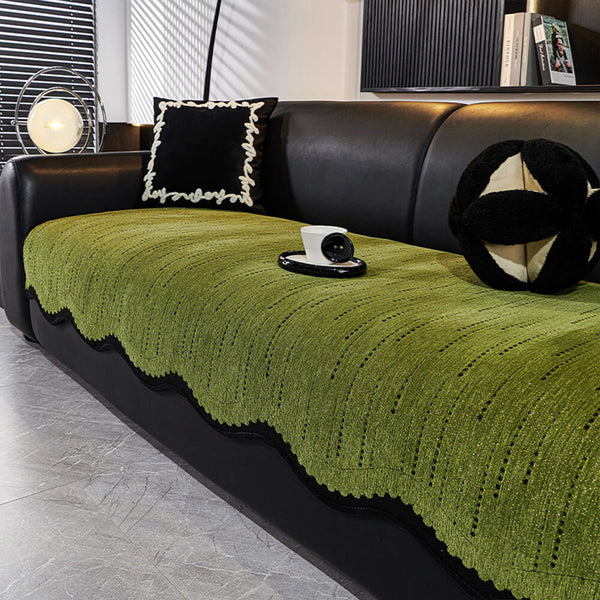 Trendy Chenille Anti-Scratch Elegant Wavy Shaped Couch Cover