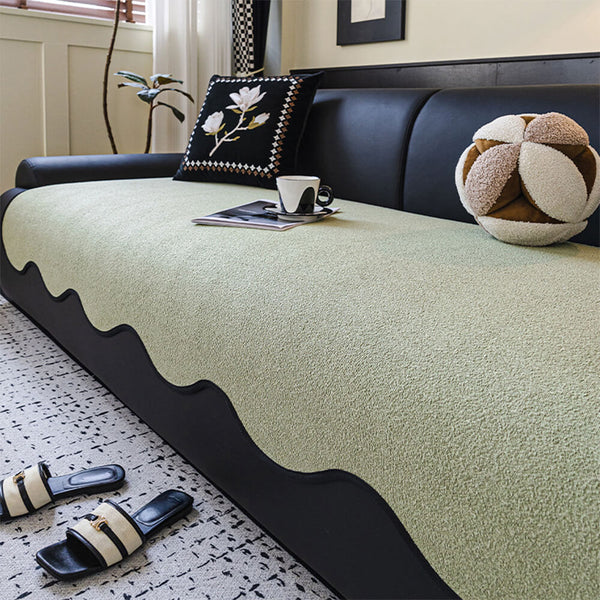 Water-repellent Teddy Fleece Non-Slip Straight Couch Cover