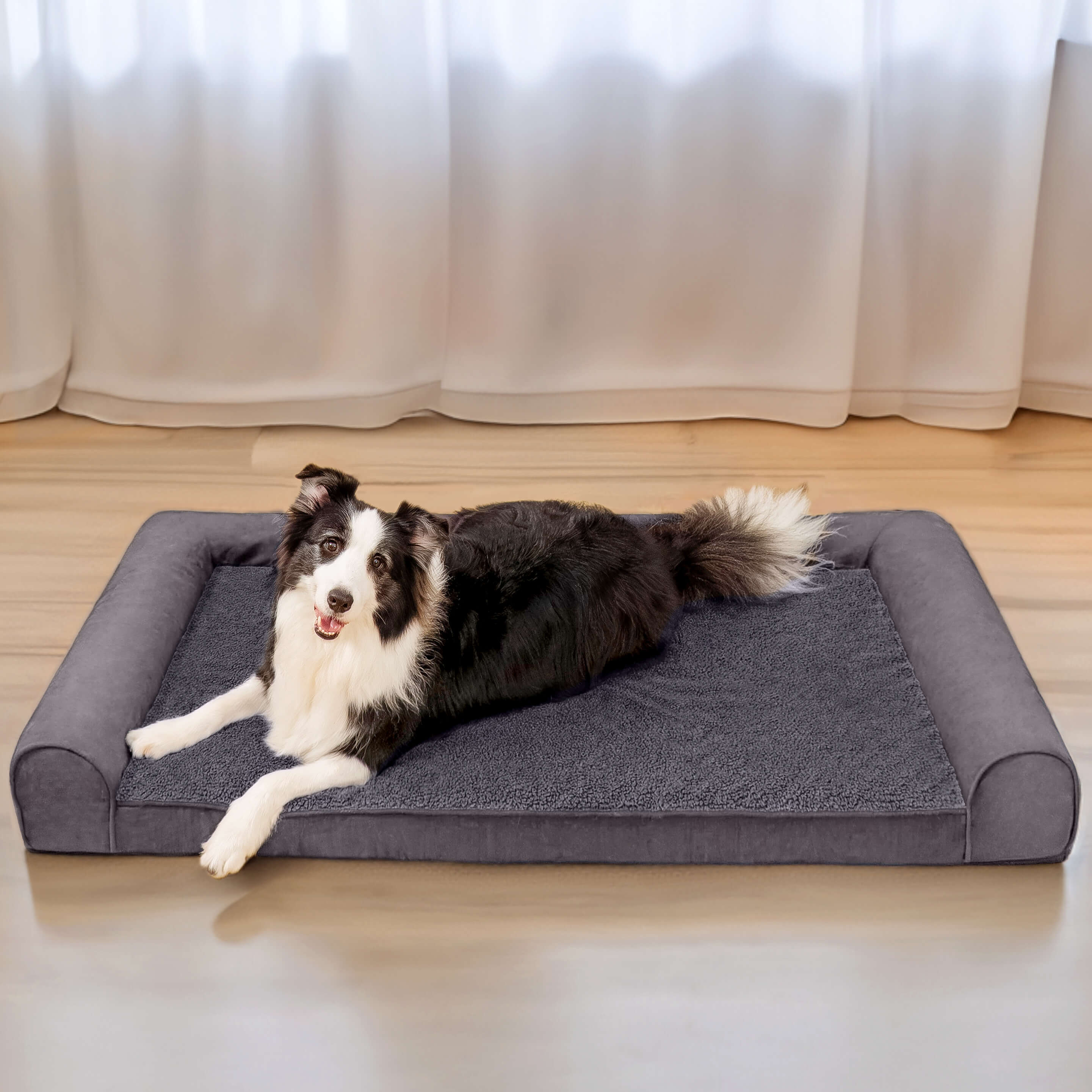 Faux Fleece & Suede Full Support Orthopedic Dog Bed - FUNNYFUZZY